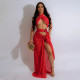 Sexy Halter High Split Solid Maxi Dress CYA-901200