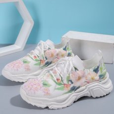 Flower Print Tie Up Fashion Flat Sneakers GYUX-5646