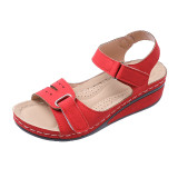 Slope Heel Velcro One Line Strap Sandals GYUX-31214