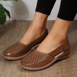 Hollow Out Solid Color Single Shoes Low Heeled Sandals GYUX-304
