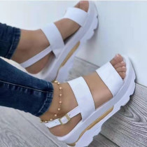 Wide Side One Strap Thick Bottom Slope Heel Sandals GYUX-312321