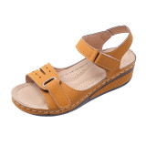 Slope Heel Velcro One Line Strap Sandals GYUX-31214
