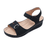 Slope Heel Velcro One Line Strap Sandals GYUX-31214