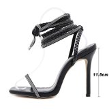 Sexy Rhinestone Braided Strappy High Heels GYUX-21312