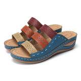 Roman Hollow Out Multicolor Slope Heel Sandals GYUX-999