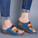 Roman Hollow Out Multicolor Slope Heel Sandals GYUX-999