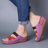 Roman Hollow Out Multicolor Slope Heel Sandals GYUX-999