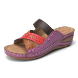Roman Hollow Out Multicolor Slope Heel Sandals GYUX-999