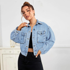 Solid Color Lapel Denim Coat GZHY-ZT60421