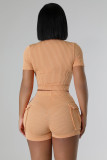 Fashion Two-way Zipper Casual Two Piece Short Set  NYF-8172