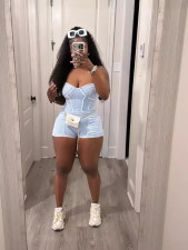 Sexy Rib Camisole Romper TK-6321