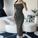 Solid Color Backless Slim Maxi Dress GZJQ-K23D39603
