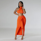 Solid Color Bandage Waist Two Piece Skirts Set CYA-901215