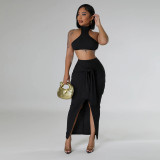 Solid Color Bandage Waist Two Piece Skirts Set CYA-901215