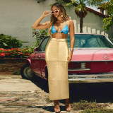 Patchwork Split PU Leather Half Body Skirt GFRT-7662SG