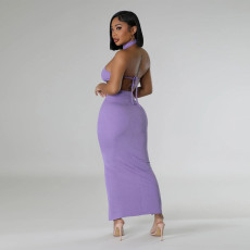 Solid Color Bandage Waist Two Piece Skirts Set CYA-901215
