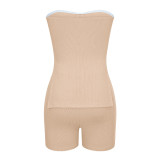Solid Color Knits Wrap Chest Two Piece Set GHYX-131