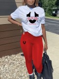 Plus Size Casual Print Short Sleeve Pants 2 Piece Set GDNF-N8000T48
