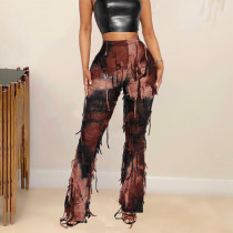 Tie Dye Print Tassel Casual Pants GFRT-7801PG
