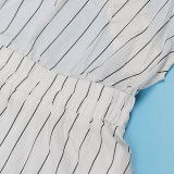Stripe Sleeveless Crisscross Straps Maxi Dress NY-10782
