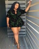 Camouflage Print Half Sleeve Tie Up Mini Dress GDNY-2224