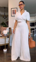 Solid Color Loose Flare Pants Two Piece Set NY-10780