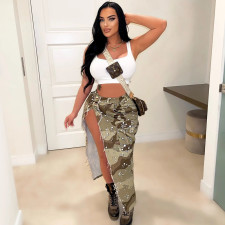 Camouflage Print High Split Long Skirt GNZD-8805DD