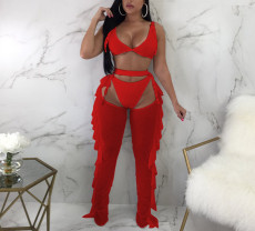 Sexy Mesh Patchwork Tight Two Piece Pants Set BY-2047