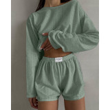 Solid Color Short Sleeve Loose 2 Piece Shorts Set GSMU-23525MH