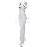Sexy Sling Tie Up Backless Maxi Dress LJSF-D2C11478W