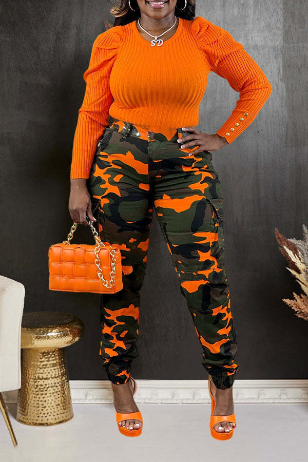 Fashion Camouflage Print Pocket Pant OD-8635