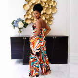 Colorful Print Tube Tops Loose Jumpsuit QYXZ-9917
