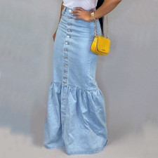 Denim Fishtail Half Body Long Skirt GQDH-1072