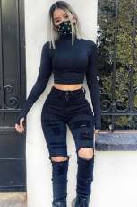 Casual Holes Denim Pencil Jeans GQDH-1076
