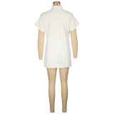 Solid Cardigan Shirt And Short 2 Piece Set AIL-277