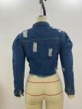Ripped Bubble Sleeve Denim Jacket GQDH-911