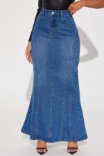Denim Ruffle Half-body Skirt GQDH-2323