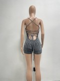Backless Tie Up Knits Slim Romper NYF-8176