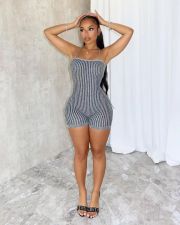 Backless Tie Up Knits Slim Romper NYF-8176