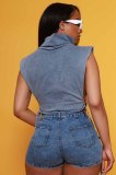 Fashion Zipper Multi Pockets Denim Shorts XCFF-8676