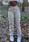 Solid Color Multi-pocket Slim Pant XCFF-11156
