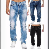Men Fashion Denim Zipper Straight Jeans XCFF-8988