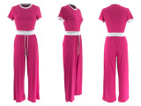 Rib Contrast Color Two Piece Pants Set SFY-2777