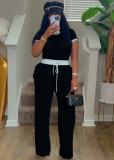 Rib Contrast Color Two Piece Pants Set SFY-2777