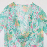 Sexy Bikinis Swimsuit+Print Split Tops 3 Piece Set CYA-901217
