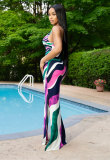 Multicolor Print Sleeveless Maxi Dress XHXF-411