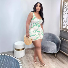 Sleeveless Print Round Neck Romper TE-4680