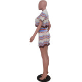 Knits Colorful Stripe Two Piece Skirts Set TR-1272