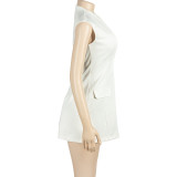 Solid Color Deep V Neck Mini Dress GAXB-A487DS