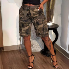 Camouflage Print Drawstring Multi-Pocket Short GSMJ-2235